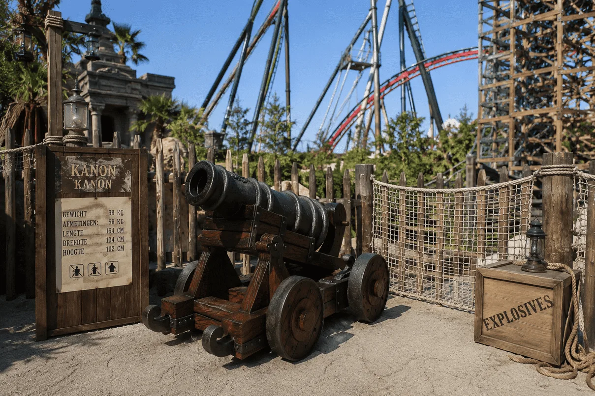Diverse speel-en-themawerelden in een pretpark