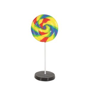 Polyester regenboog lolly op voet 100 cm