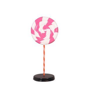 Polyester roze / wit lolly op voet 100 cm