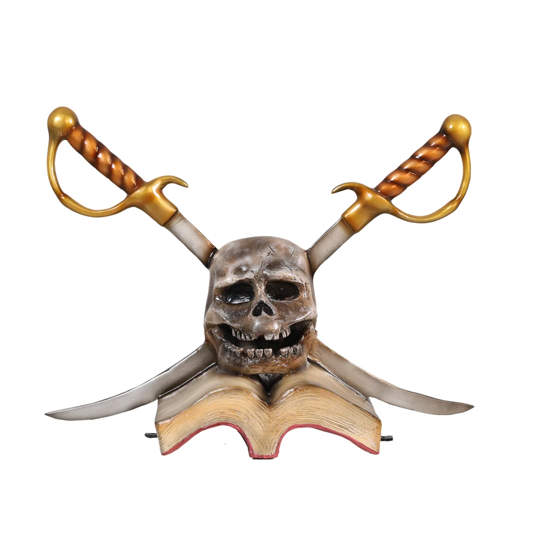 Stoere Polyester Piratenschedel op Boek met Zwaarden