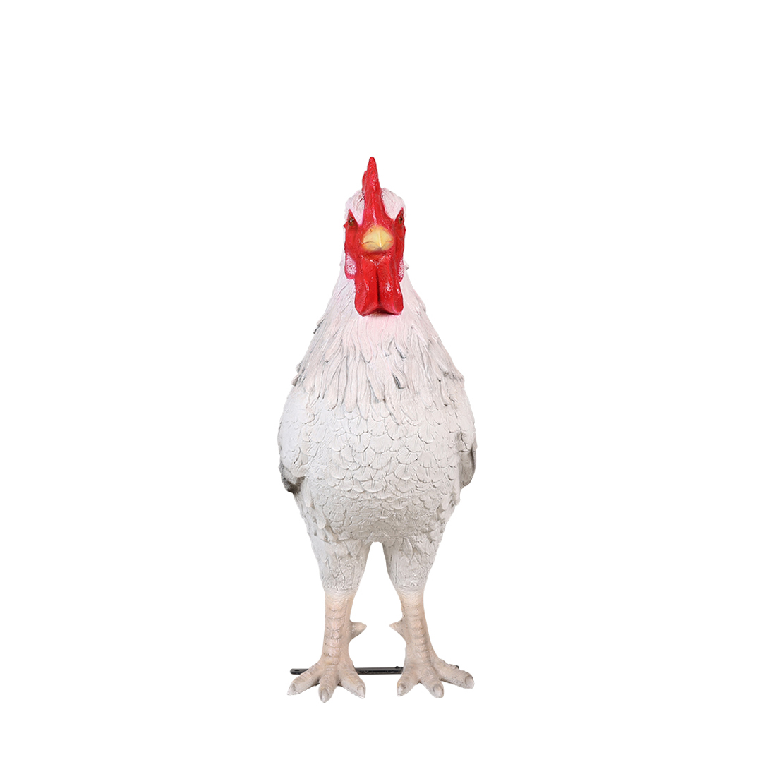 Witte haan 91 cm – realistische boerderijdieren decoratie - Afbeelding 3