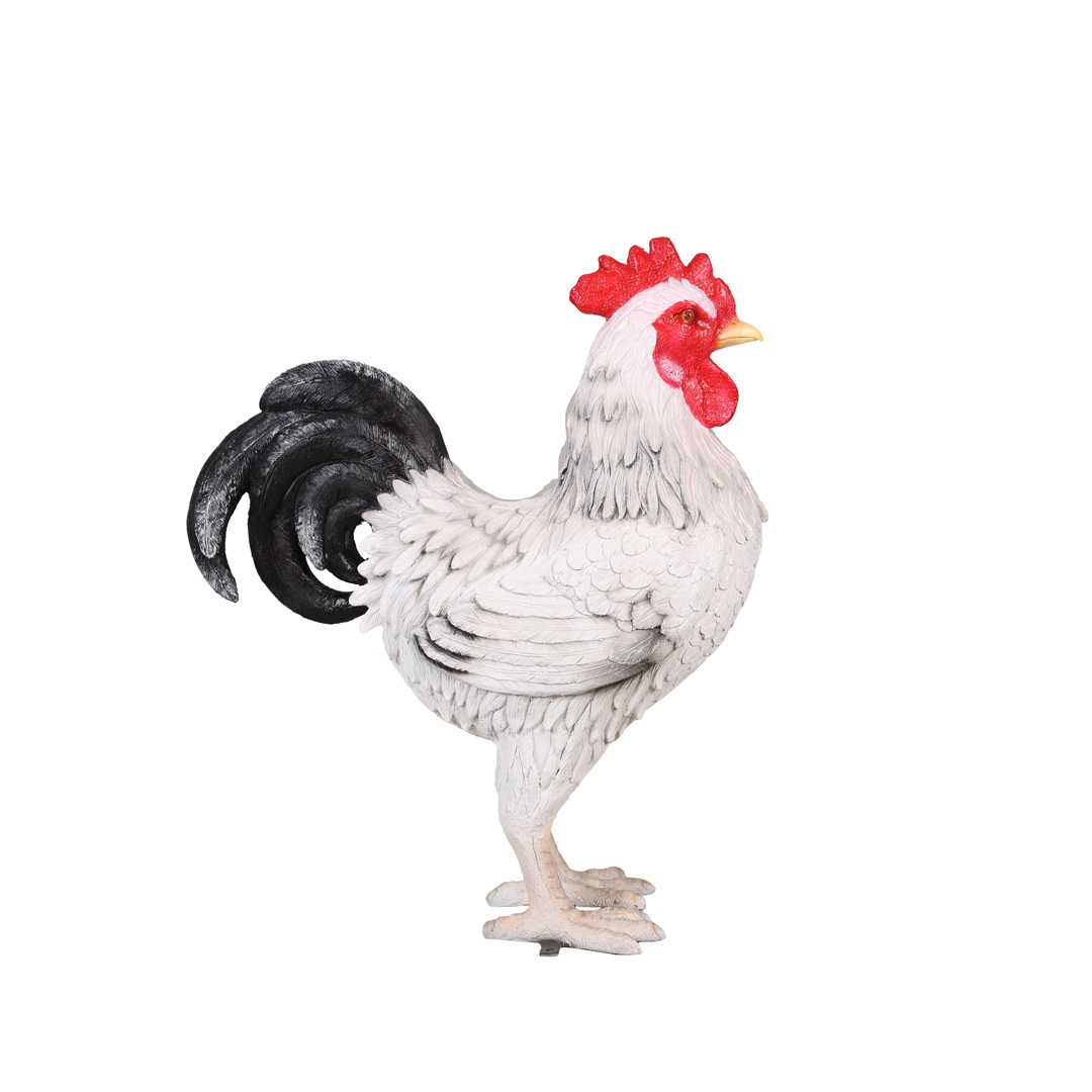 Witte haan 91 cm – realistische boerderijdieren decoratie - Afbeelding 2
