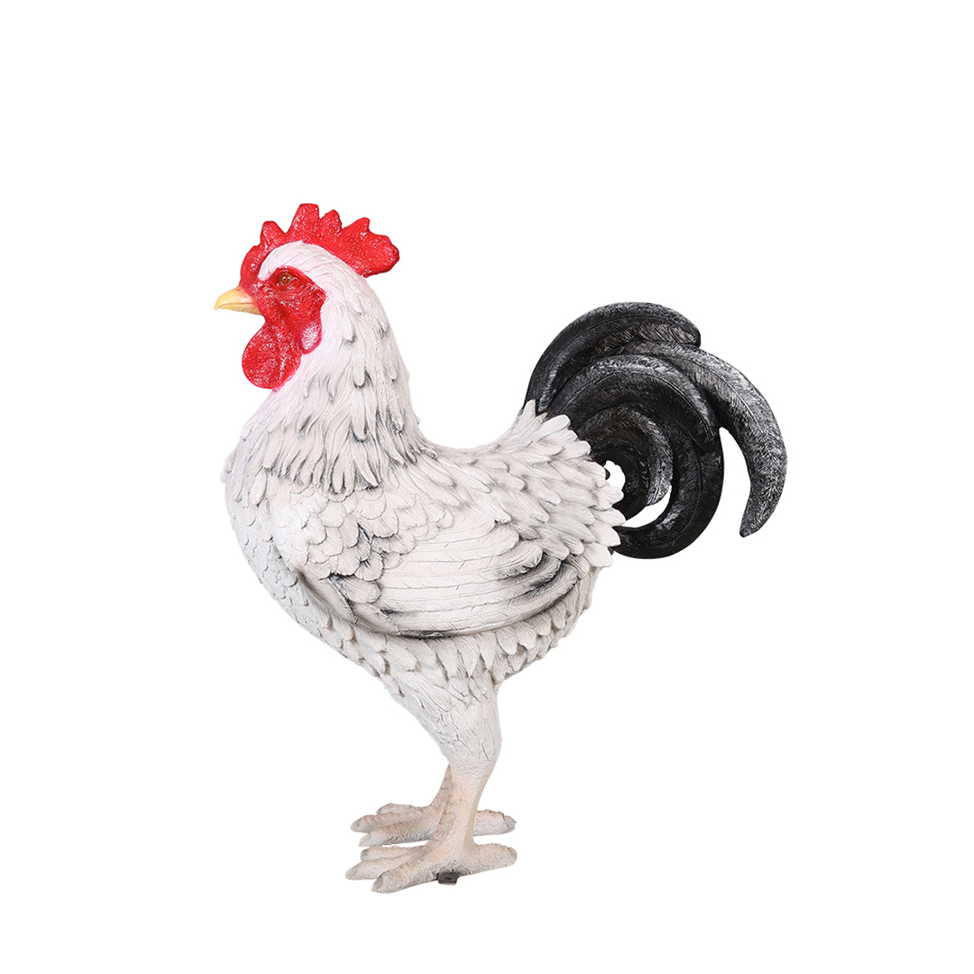 Witte haan 91 cm – realistische boerderijdieren decoratie - Afbeelding 4