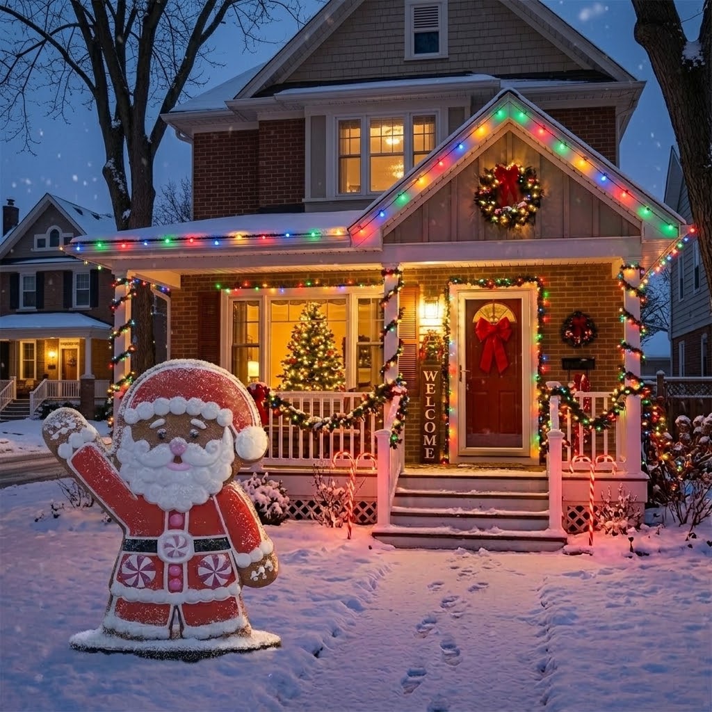 Kerstman Peperkoekfiguur van Polyester – 98 cm - Afbeelding 6