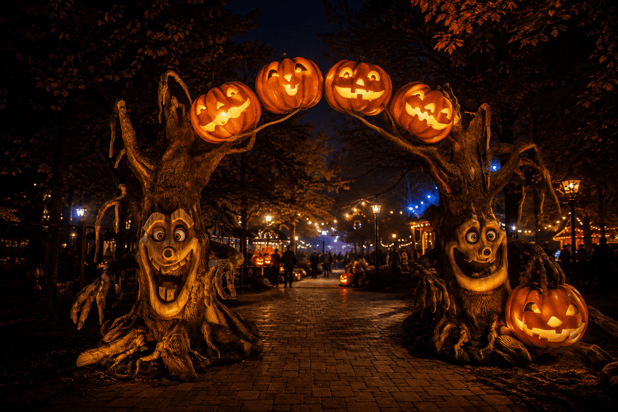 Gigantische Spookboom & Pompoen Entreeboog (2.75M) - Afbeelding 2
