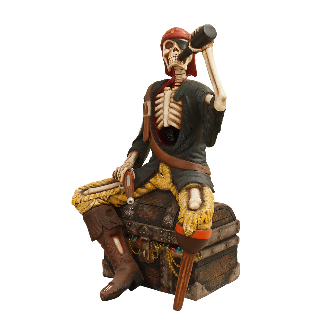 Skeletten piraat zitten op een schatkist - Afbeelding 3