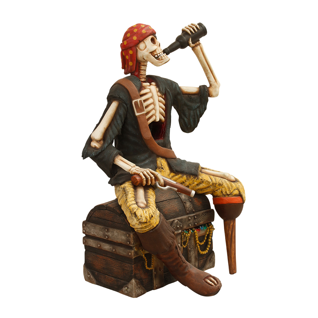 Skeletten piraat zitten op een schatkist - Afbeelding 4